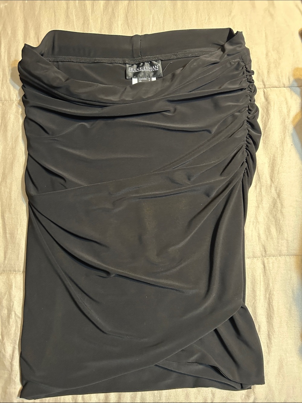 Size 6 - Frank Lyman Design Black Ruched Draped Pencil Skirt